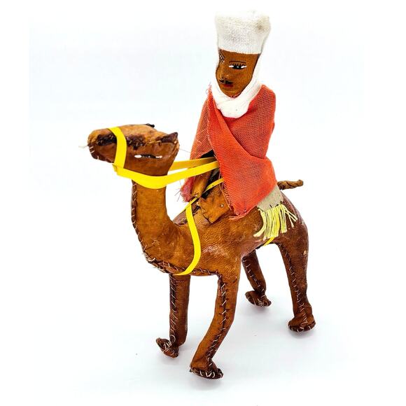 Vtg Handmade Leather Nativity Wisemen on Camels - Picture 6 of 10